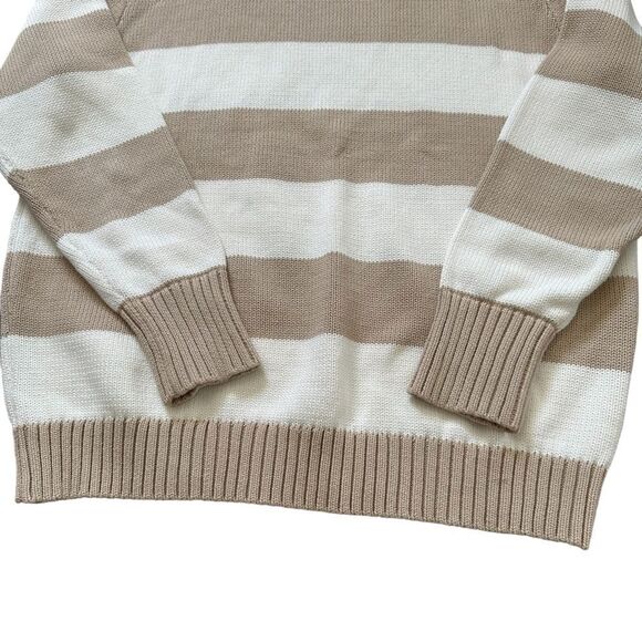 Brandy Melville PacSun Thick Knit Minimalist Neutral Striped Crew Neck S… - Picture 7 of 9